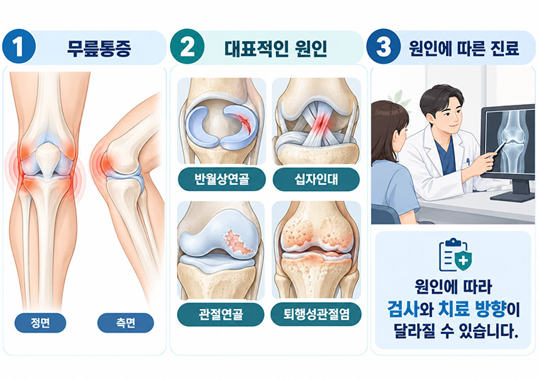 무릎통증의 대표적인 원인과 원인에 따른 진료 방향
