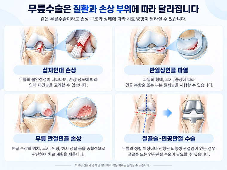 무릎수술 병원 선택 시 확인해야 할 진단, 수술 적응증, 동반 손상, 재활과 추적관찰 기준