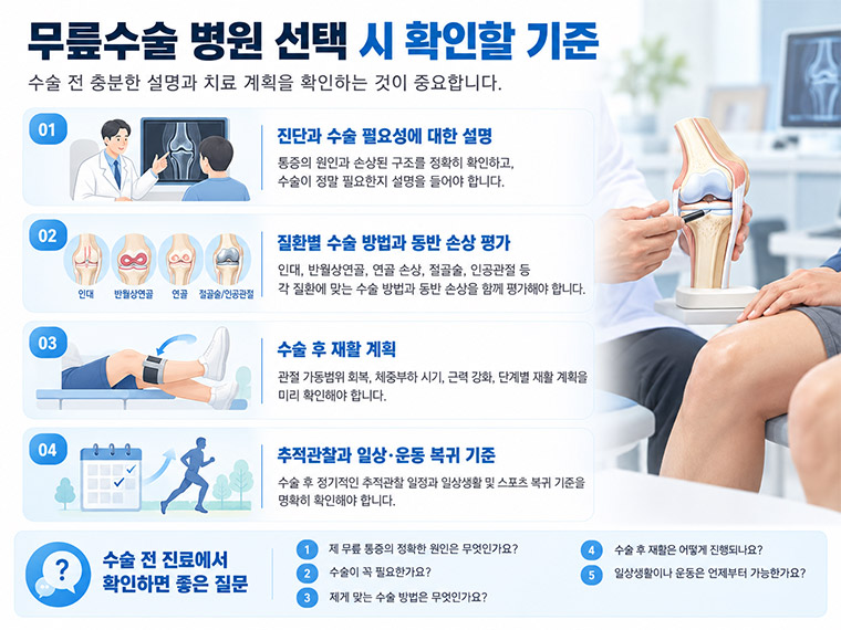 십자인대 손상, 반월상연골 파열, 무릎 관절연골 손상, 절골술과 인공관절 수술의 치료 방향