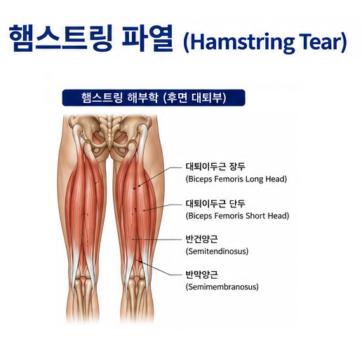 햄스트링 해부학 설명 이미지