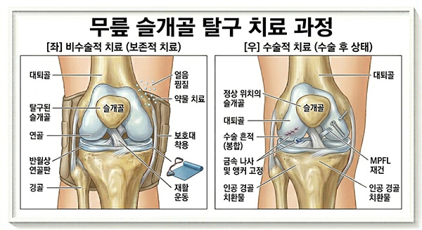 무릎슬개골탈구 비수술적치료 및 수술적 치료