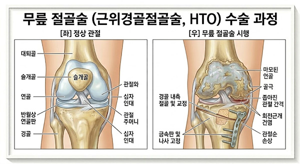 무릎 절골술 (근위경골절골술, HTO) 수술 과정
