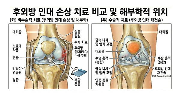 후외방인대 비수술적 치료, 수술적 치료 비교