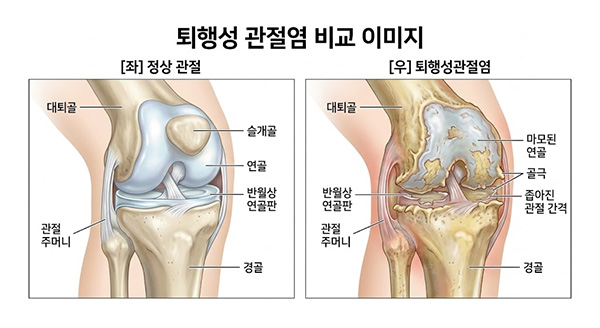 퇴행성관절염 비교 이미지
