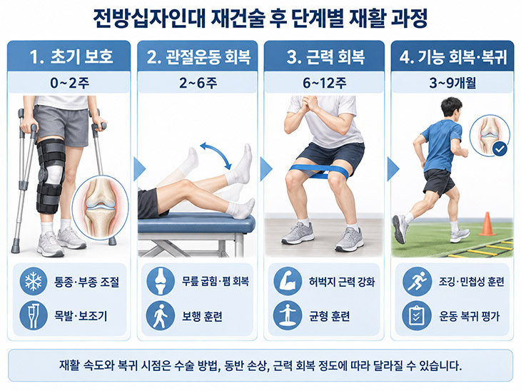 전방십자인대 재건술 후 단계별 재활 과정