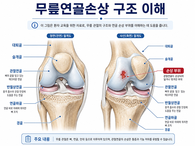 대퇴골 내측과의 박리성 골연골염 병변