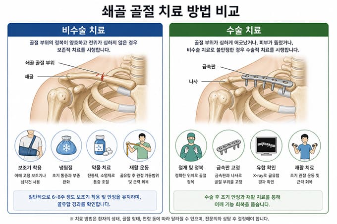 쇄골골절 치료 방법 비교