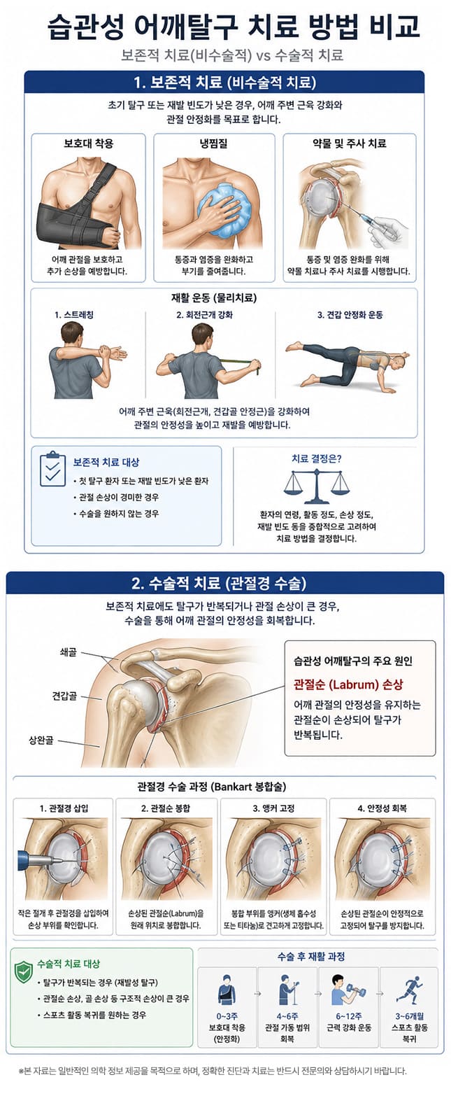 습관성 어깨탈골 치료방법 비교