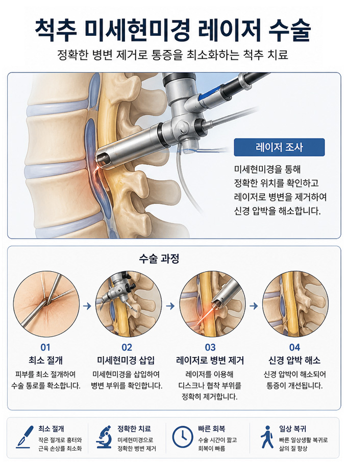 척추 미세현미경 레이저 수술 과정