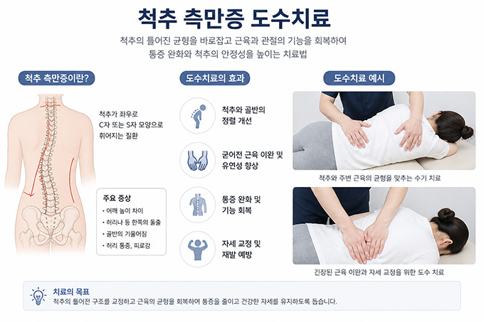 척추 측만증 도수치료 예시