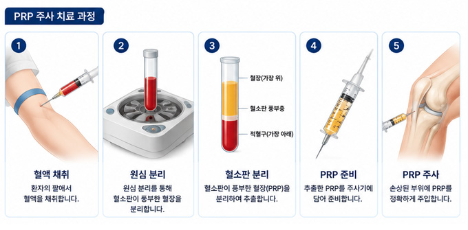 PRP 주사 치료 시술 과정 설명 이미지