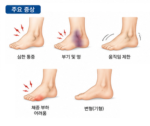발목골절의 주요 증상 설명