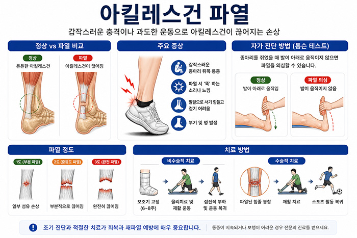 아킬레스건 파열 설명 및 치료방법 안내 이미지